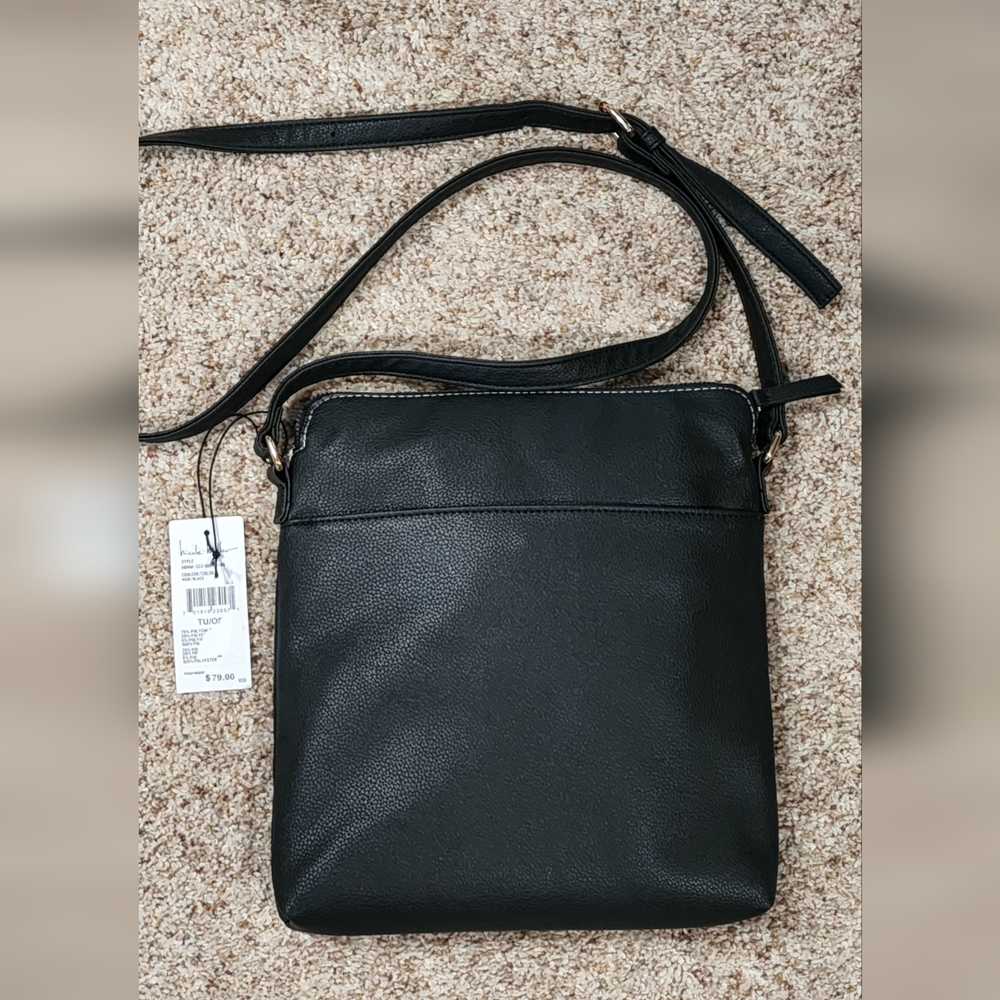 Nicole Miller Black, Tan & Orange Crossbody Bag New - Picture 5 of 5